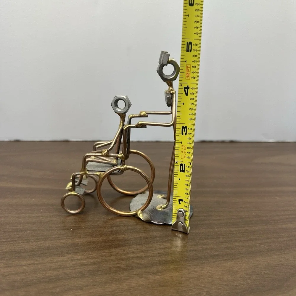 Handmade Caregiver Nurse Wheelchair Rock Creek Metal Art Figurine Desk Accessory